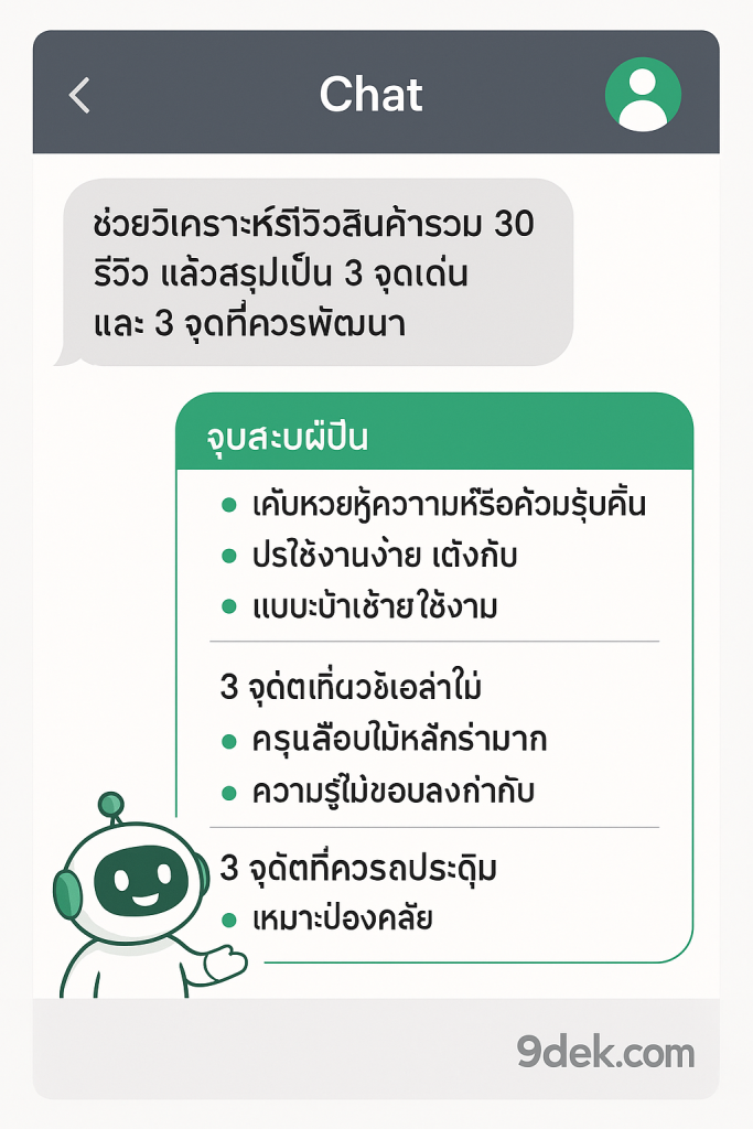 ภาพที่ 4: Prompt ตัวอย่างที่ใช้วิเคราะห์รีวิว