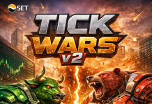 TICK WARS v2 การผสมผสาน การเรียนรู้ตลาดหุ้น กับ เกมเชิงกลยุทธ์